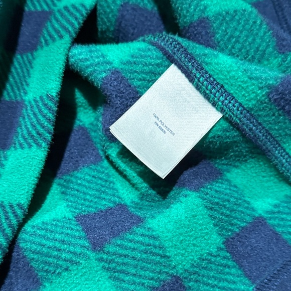 Lands' End Women's Quarter Zip Fleece Pullover in Green & Navy Buffalo Check 1x - Picture 6 of 6